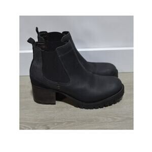 Bull Boxer Cory Chunky Black Leather Chelsea Heeled Ankle Boots Size 9